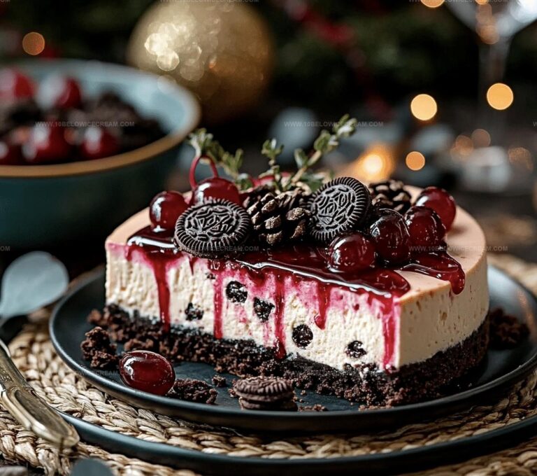 Oreo Cherry Chocolate Chip No Bake Cheesecake Recipe