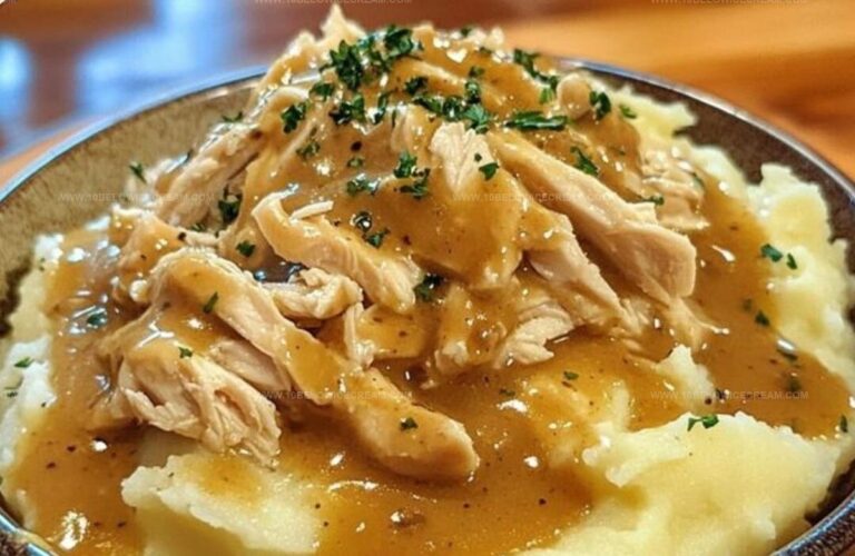 Shredded Chicken Gravy on Mashed Potatoes Recipe