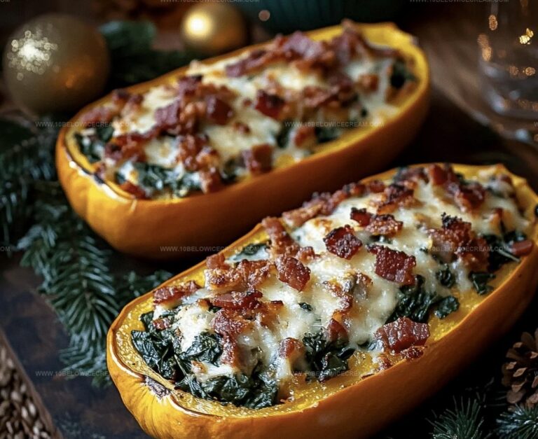 Stuffed Butternut Squash With Spinach, Bacon, And Cheese Recipe