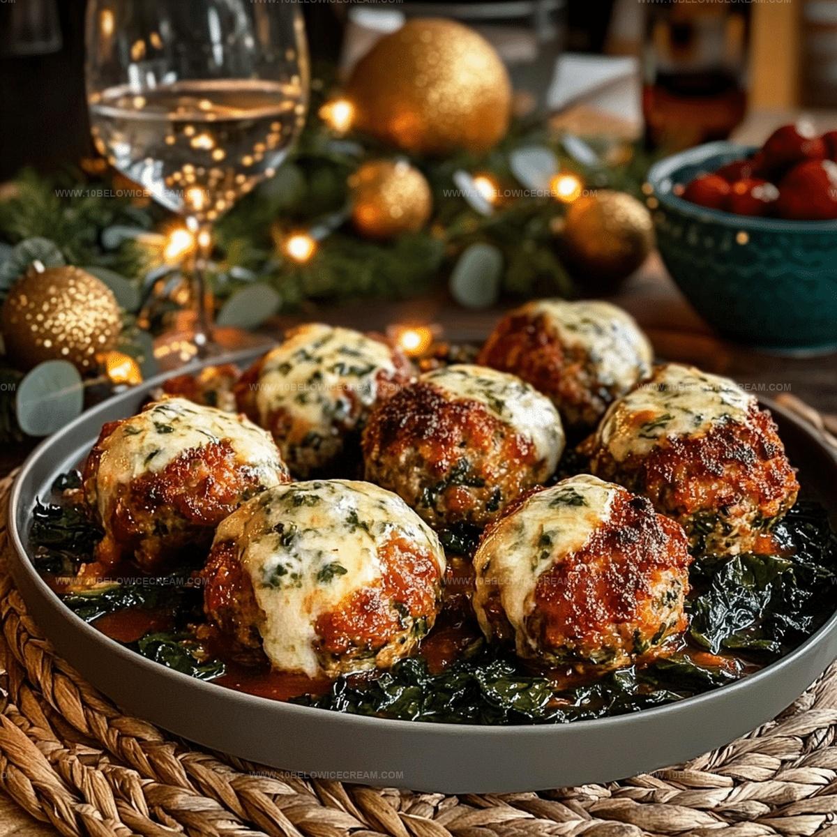 Spinach Garlic Meatballs Stuffed With Mozzarella Recipe