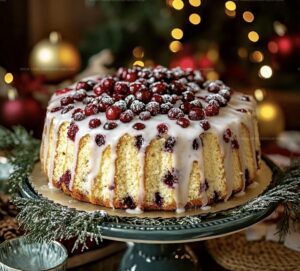 Iced Christmas Cranberry Pound Cake Recipe