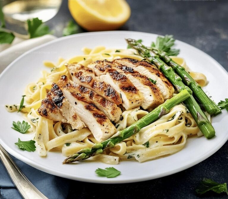 Lemon Asparagus Pasta With Grilled Chicken Recipe