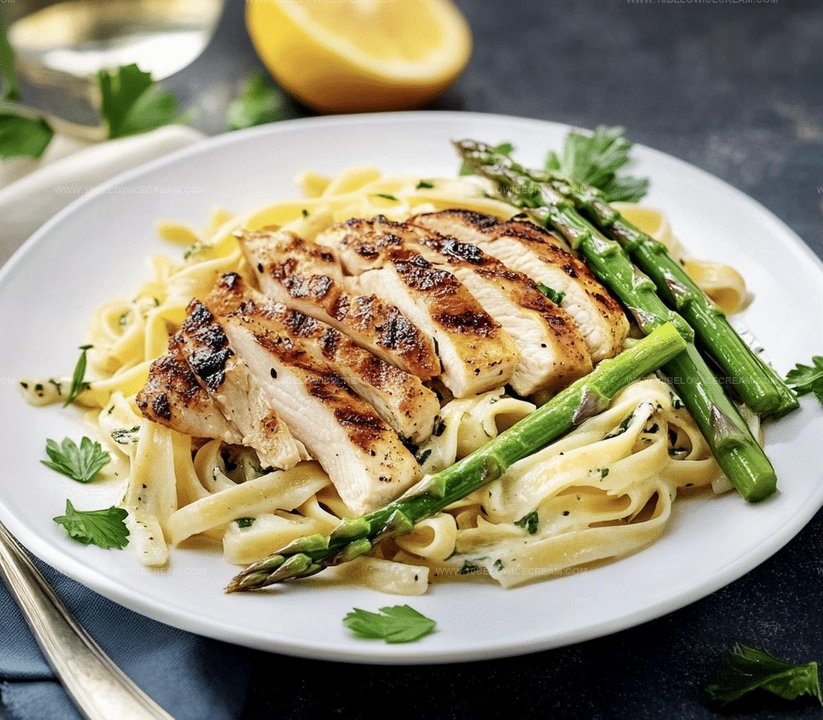 Lemon Asparagus Pasta With Grilled Chicken Recipe