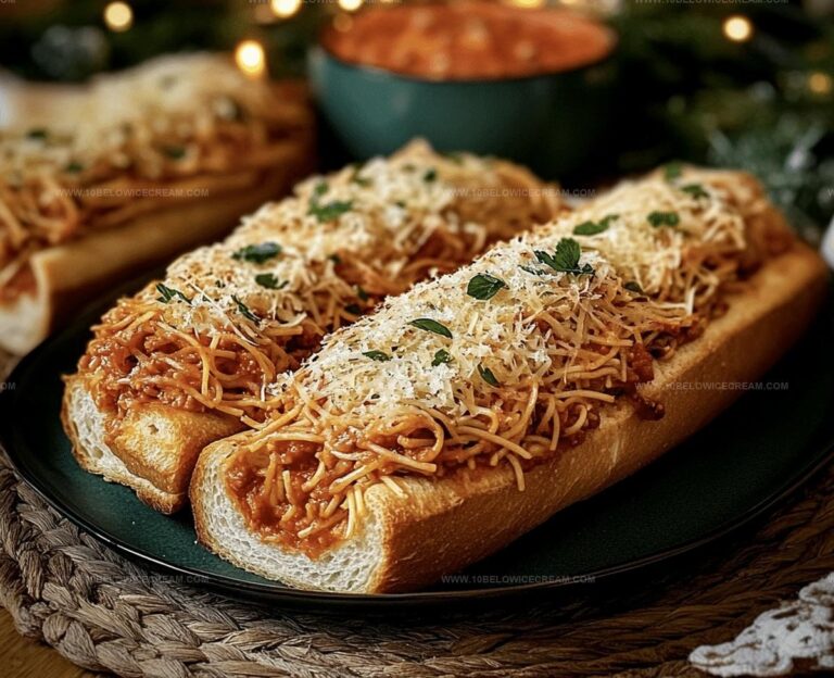 Spaghetti Stuffed Garlic Bread Subs Recipe