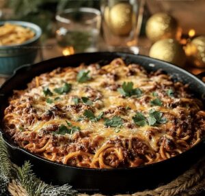 Iron Skillet Cowboy Spaghetti Casserole Recipe