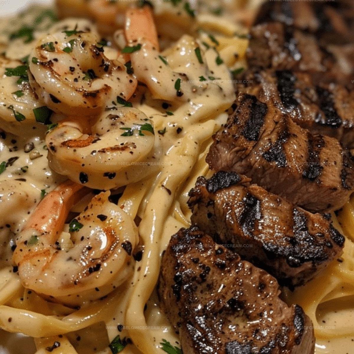 Blackened Steak and Shrimp Alfredo Recipe