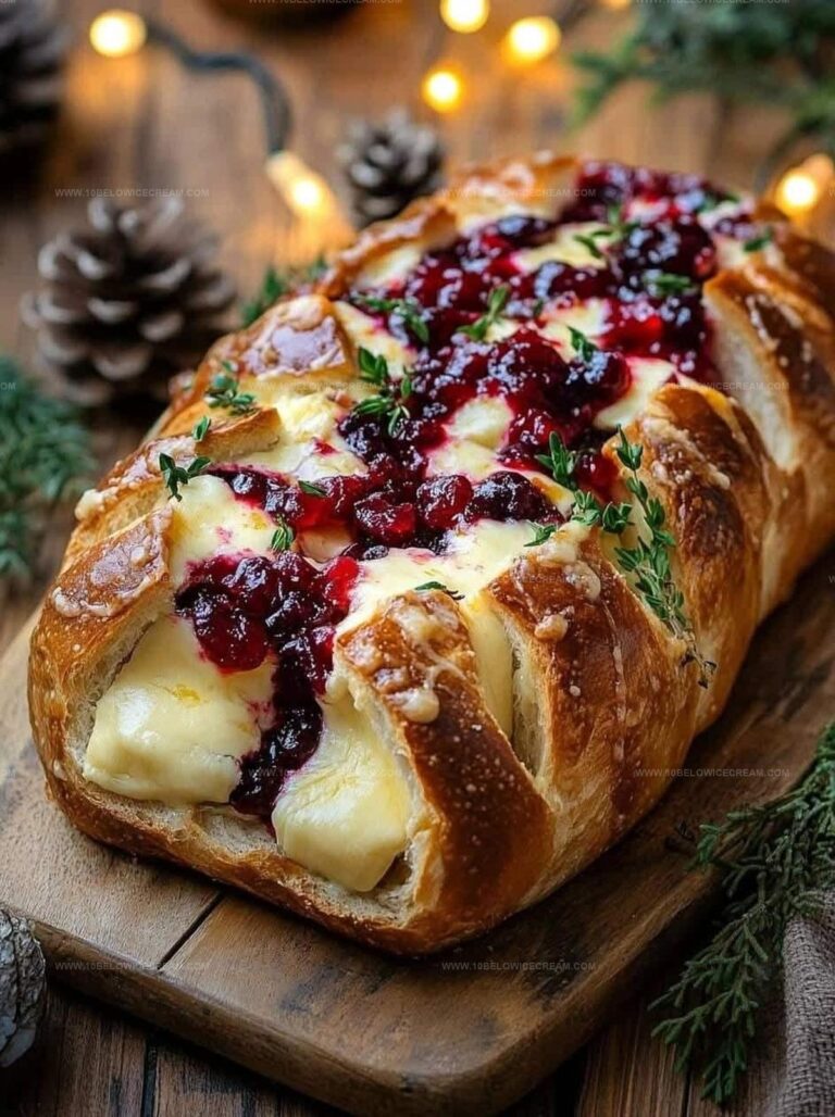 Garlic Herb Sourdough Bread Stuffed With Brie And Cranberry Sauce Recipe