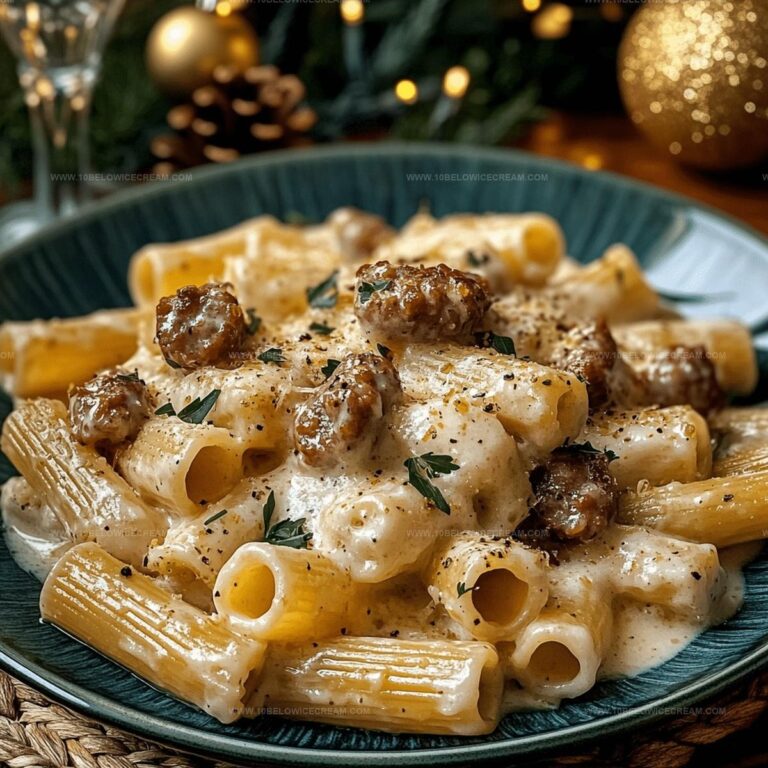 Garlic Sausage Alfredo Rigatoni Recipe