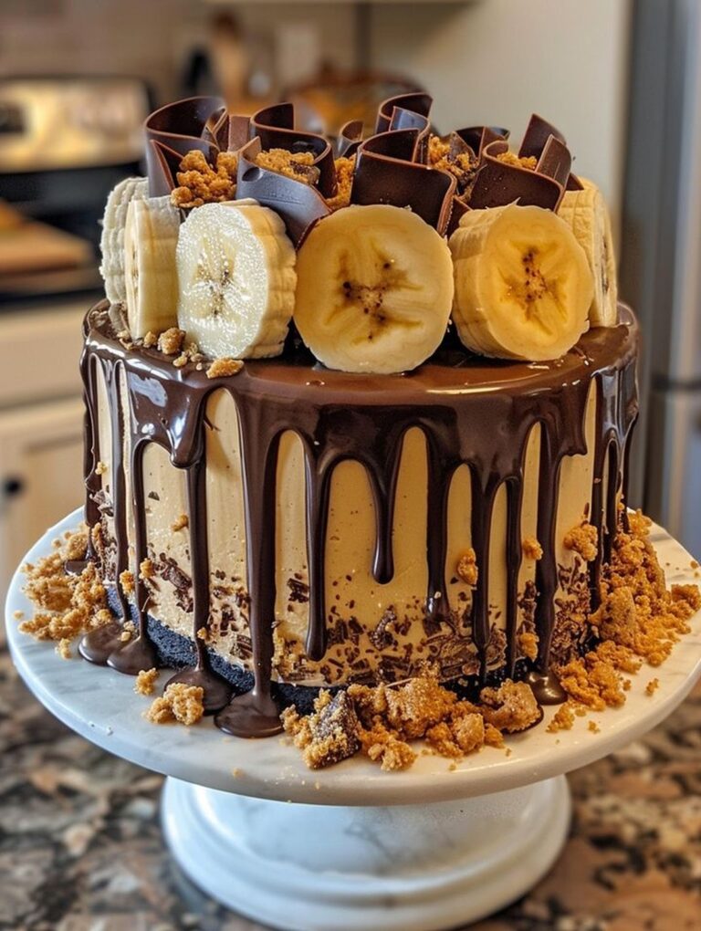Chocolate Banana Cheesecake Cake Recipe