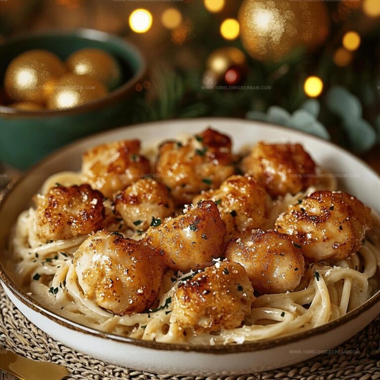 Golden Garlic Chicken Bites Over Creamy Parmesan Pasta Recipe