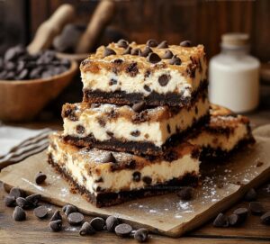 Chocolate Chip Bars Stuffed With Cheesecake Recipe