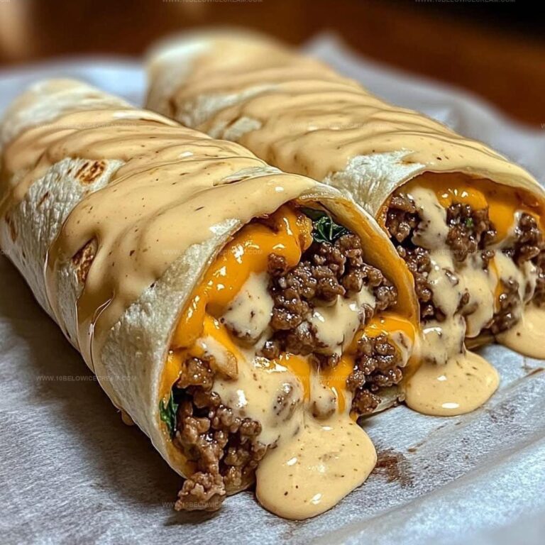 Cheesy Ground Beef Delight Wrap With Creamy Sauce Recipe