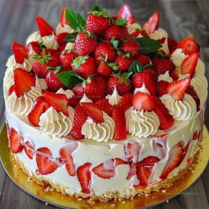 Strawberries And Cream Cheesecake Cake Recipe