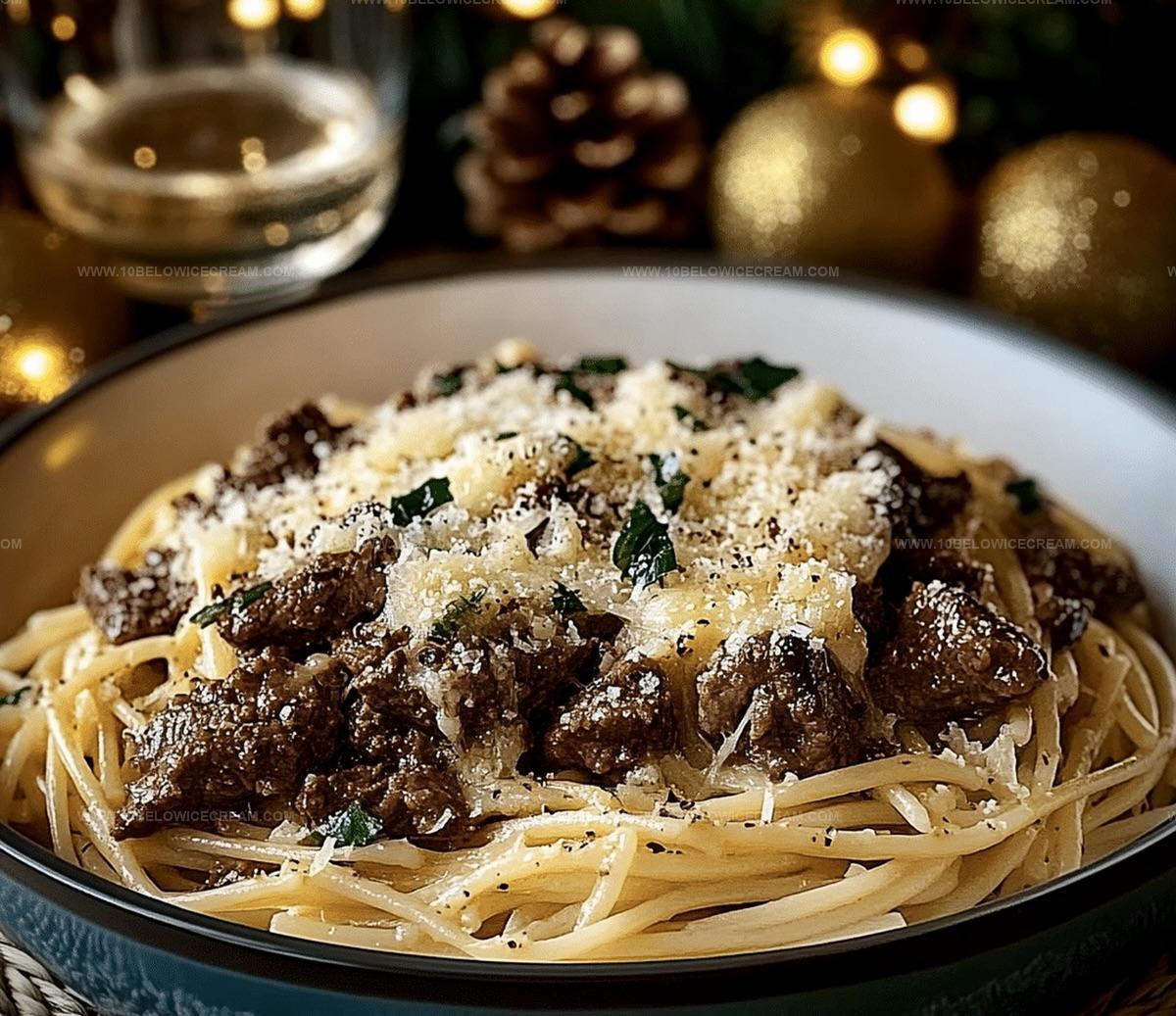 Garlic Parmesan Beef & Spaghetti Pasta Recipe