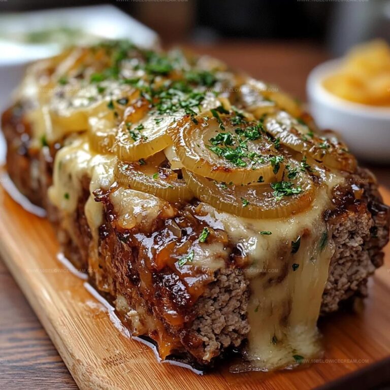 Rich Crockpot French Onion Meatloaf with Melted Swiss Cheese Recipe
