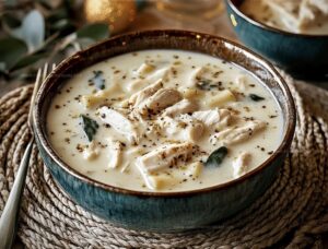 Creamy White Chicken Lasagna Soup With Spinach And Cheese Recipe