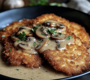 Crispy Fried Pork Schnitzel With Mushroom Pan Gravy Recipe