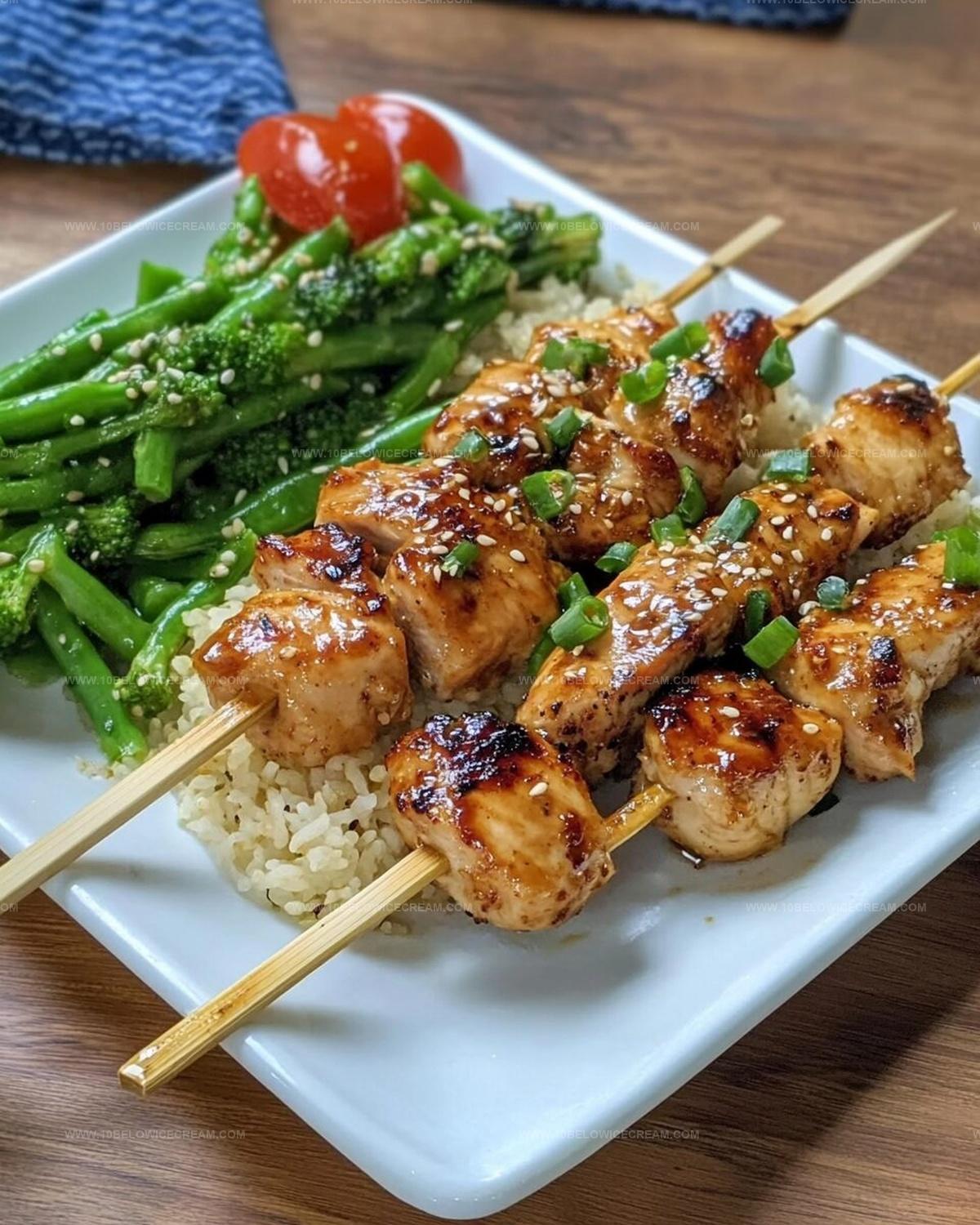 Glazed Chicken Yakitori Skewers with Scallion Rice Recipe