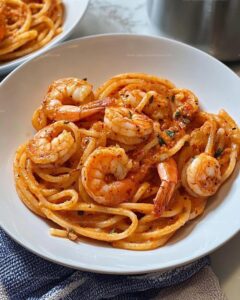 Creamy Rose Bucatini with Shrimp and Roasted Red Pepper Bliss Recipe