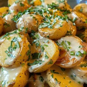 Creamy Garlic Sauce Baby Potatoes Recipe