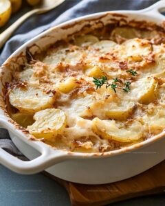 Crispy Layers of Creamy French Onion Potato Gratin Recipe
