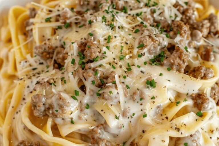 Creamy Ground Beef Alfredo Pasta Recipe