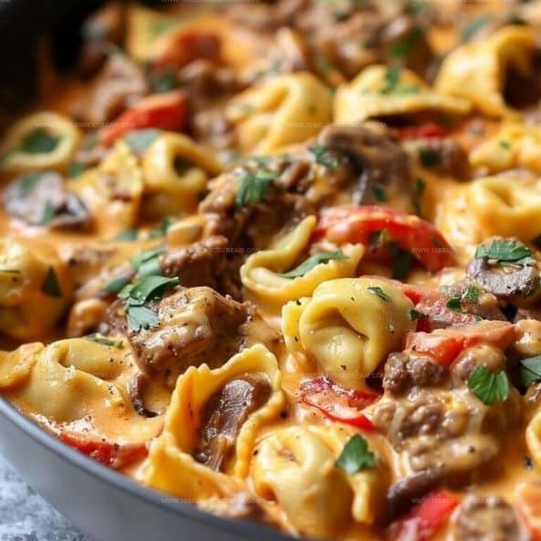 Cheesesteak Tortellini in Rich Provolone Sauce Recipe