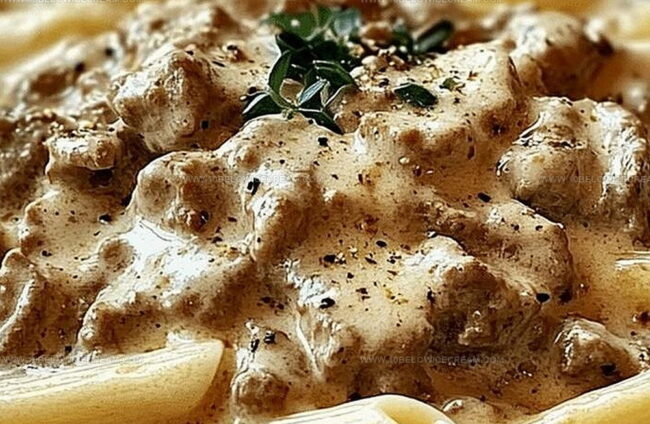 Cooking Creamy Velveeta Beef Stroganoff And Penne Pasta