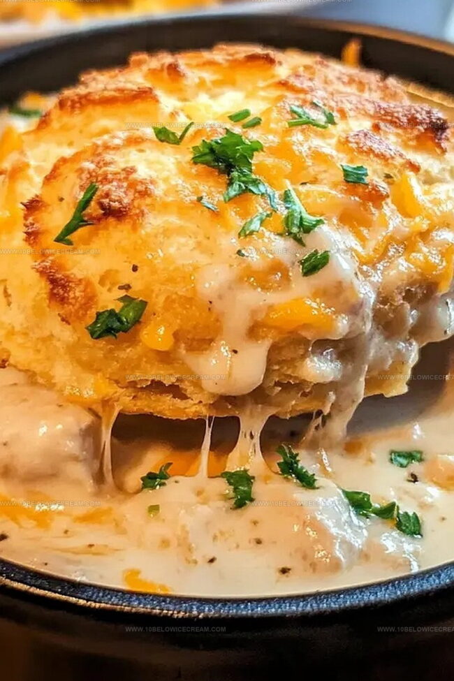 Directions For Creamy Crack Chicken Soup With Cheddar Bay Biscuit Topping Recipe