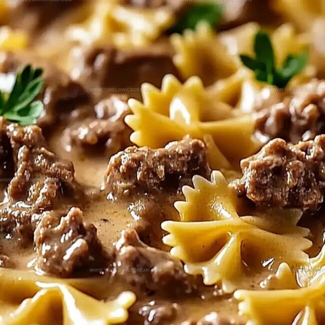Creamy Beef and Bowtie Pasta Pleasures
