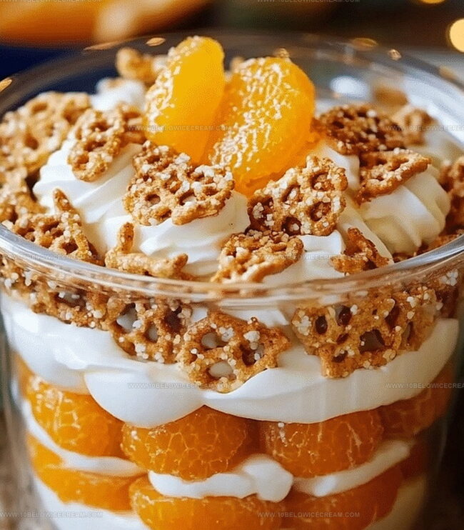 Steps To Make No-Bake Mandarin Orange Pretzel Parfait