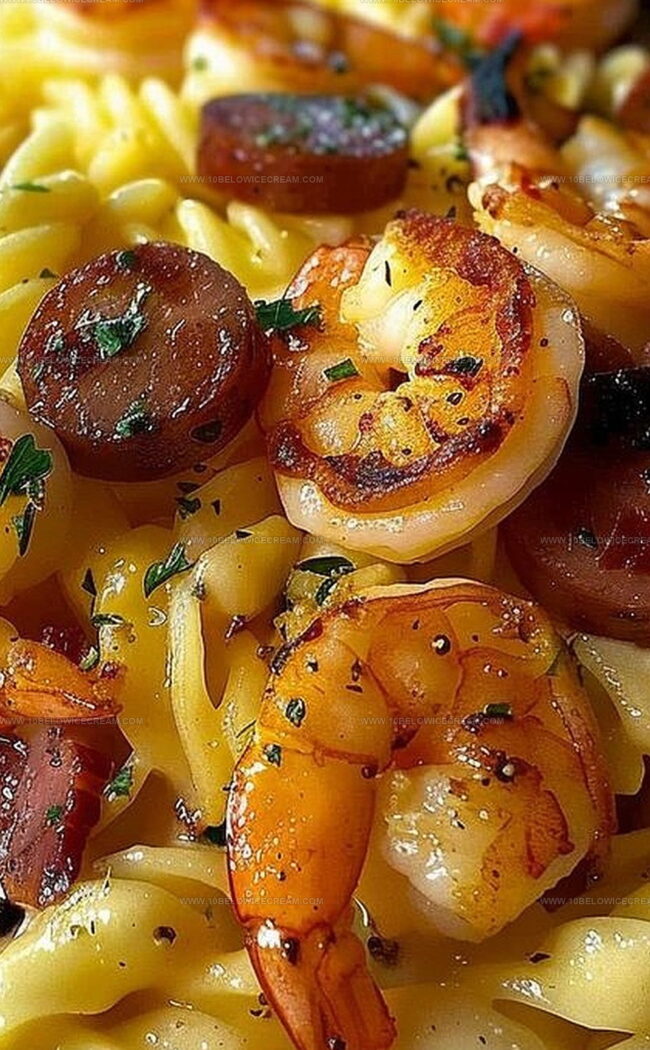 How to Make Cheesy Shrimp, Sausage & Bacon Pasta